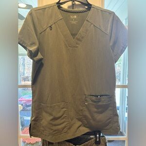 Koi Women's Short Sleeve Top and bottom in Olive